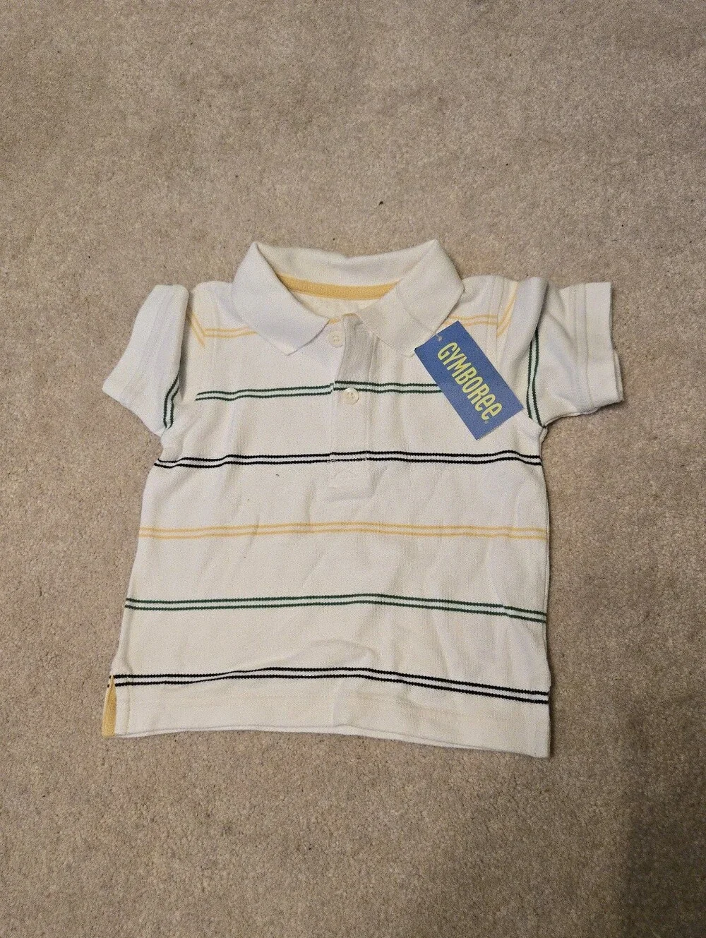NWT Gymboree White/Yellow/Green/Blue Striped Polo Size 6-12 Months